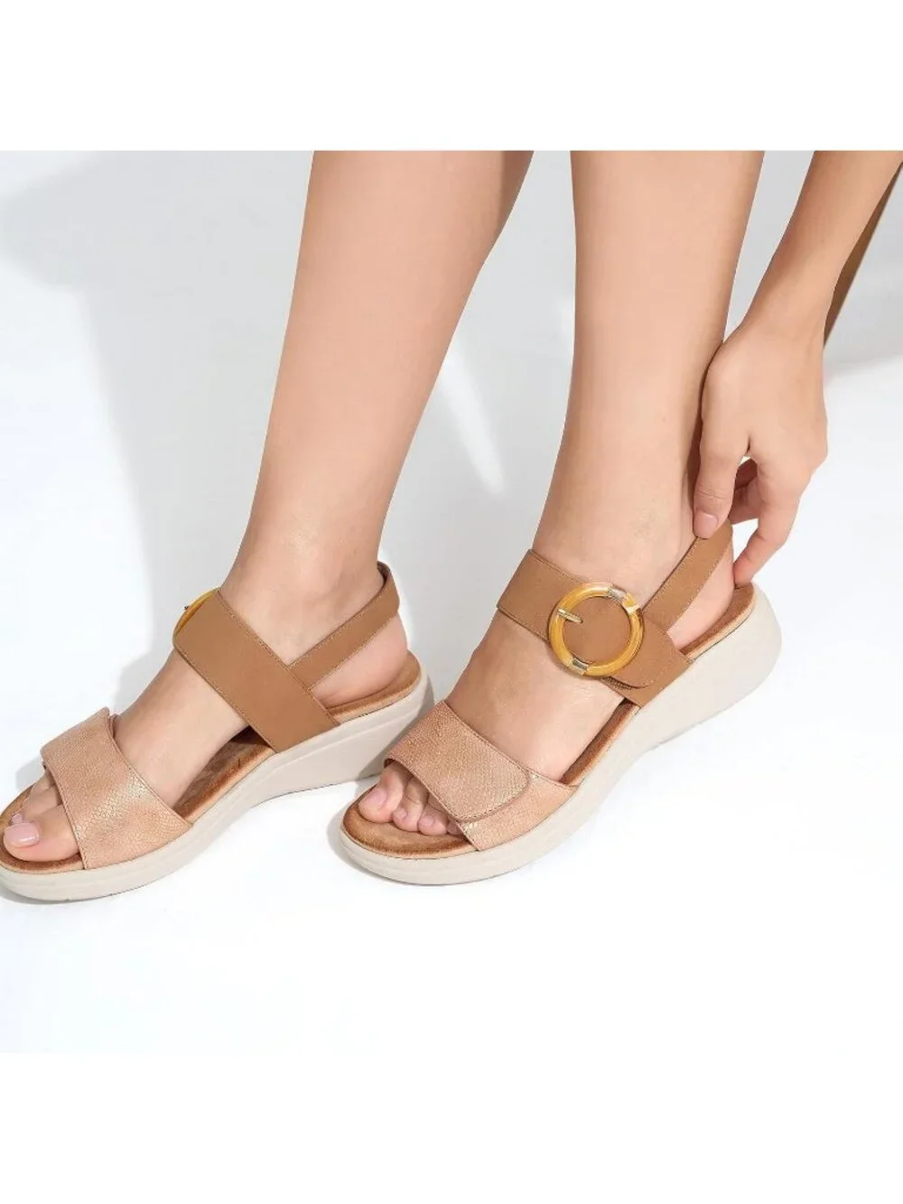 Women's Brown Summer Comfortable Open Toe Comfy Casual Wedge Walking Sandals